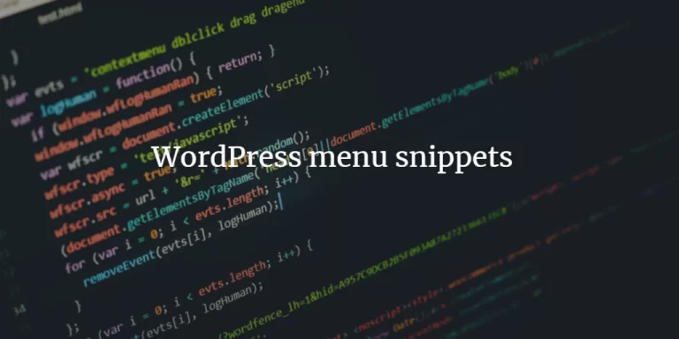Полезные снипеты для меню WordPress
